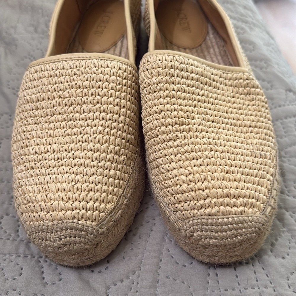 J. Crew Espadrille Woven Flats in Natural Raffia 10.5 Made in Spain - Picture 4 of 6